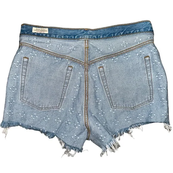 Levis 501 Button Fly High Rise Distressed Frayed Dottie Blues Denim Shorts 29 - Picture 5 of 16